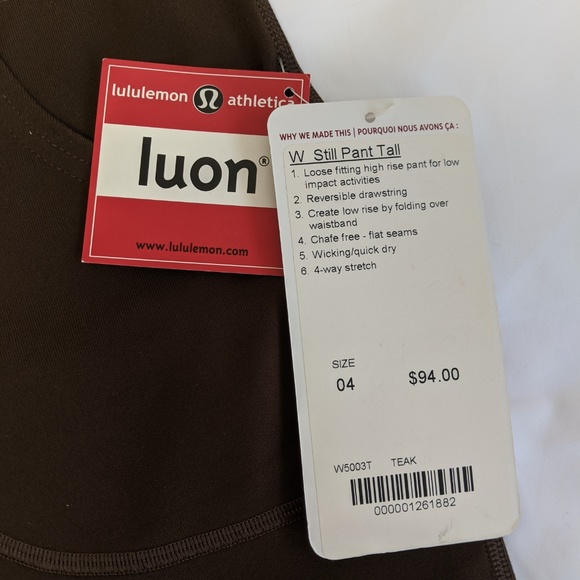 NWT Lululemon Still Pant Tall - Picture 8 of 8